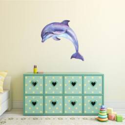 Purple Dolphin Wall Decal Ocean Sea Life Removable Fabric Sticker - thumbnail 2