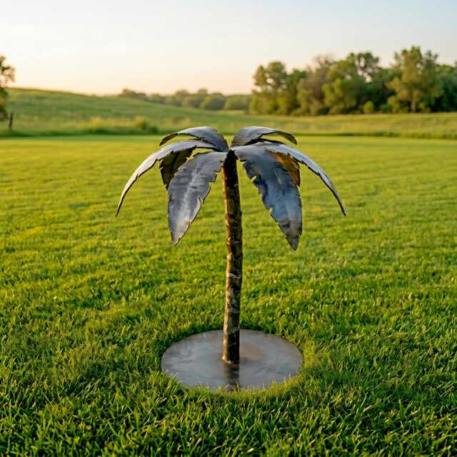 Rustic Metal Tree Sculpture Handcrafted Garden Art Palm For Outdoors - image 1