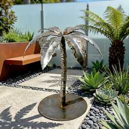 Rustic Metal Tree Sculpture Handcrafted Garden Art Palm For Outdoors - thumbnail 2
