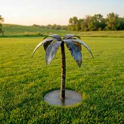 Rustic Metal Tree Sculpture Handcrafted Garden Art Palm For Outdoors - thumbnail 1