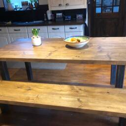 Handmade Chunky Wood Dining Table With Steel Legs, Kitchen - thumbnail 4