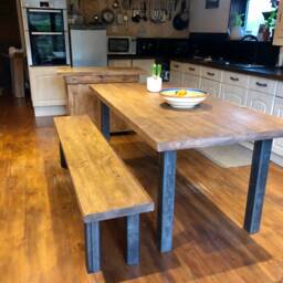 Handmade Chunky Wood Dining Table With Steel Legs, Kitchen - thumbnail 3