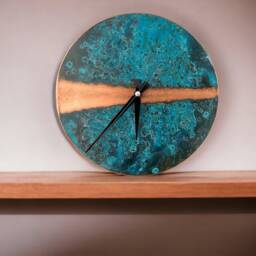 Farmhouse Copper Clock - Patina Wall Art Rustic Decor Gift For Her L - thumbnail 2