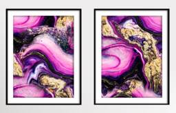 Pink Purple Gold Marble Art Print Abstract Liquid Painting