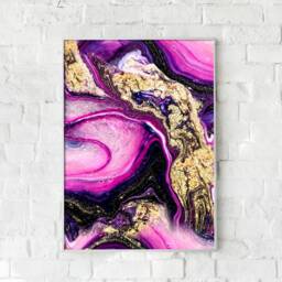 Pink Purple Gold Marble Art Print Abstract Liquid Painting - thumbnail 4