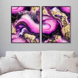 Pink Purple Gold Marble Art Print Abstract Liquid Painting - thumbnail 3