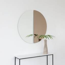 Set Of 2 Luna??? Half-Moon Silver + Bronze Tint Minimalist Frameless Mirrors - Large, Xl - thumbnail 2