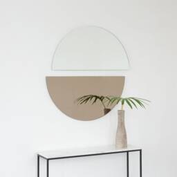 Set Of 2 Luna??? Half-Moon Silver + Bronze Tint Minimalist Frameless Mirrors - Large, Xl - thumbnail 3
