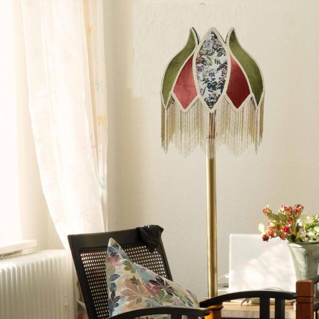 Handmade Green Fringes Victorian Lampshade, Retro Ceiling Pendent Lampshade With Tassel, For Floor/Table Lighting, Home Decor - image 1