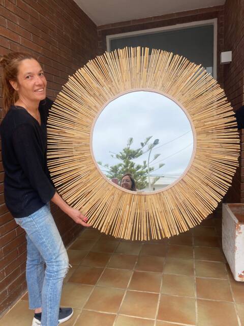 Bamboo Round Mirror, Mirror Wall Decor, Boho Mirror Of Natural Large Wall Decor - Mirror Texas - image 1