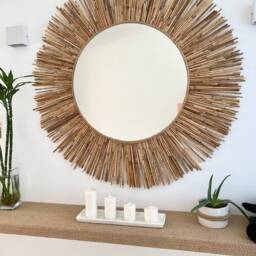 Bamboo Round Mirror, Mirror Wall Decor, Boho Mirror Of Natural Large Wall Decor - Mirror Texas - thumbnail 2