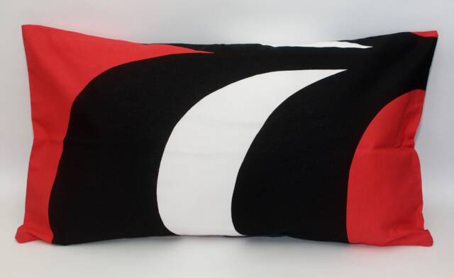 Red Marimekko Pillow Case, Handmade, Kaivo Pattern 12x20 Inches - 30x50cm - image 1