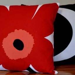 Red Marimekko Pillow Case, Handmade, Kaivo Pattern 12x20 Inches - 30x50cm - thumbnail 4