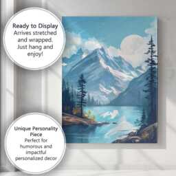 Snow Capped Mountain Lake Scenic Landscape Painting Canvas Wall Art Print Decor Picture Ready To Hang - thumbnail 3
