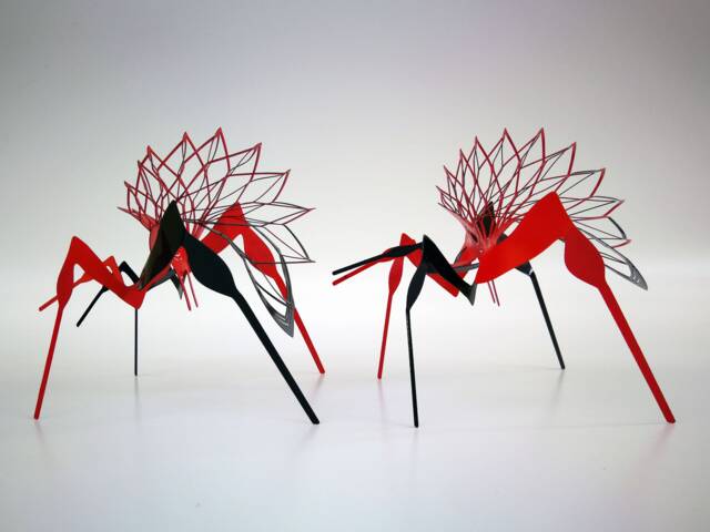 Stainless Steel Insect Sculpture Modern Wire Art Desk Decor - image 1