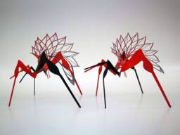 Stainless Steel Insect Sculpture Modern Wire Art Desk Decor - thumbnail 1