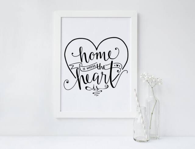 Home Is Where The Heart Is... Picture Print Din A4 Gift Feed Digital Wall Decoration