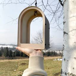 Small Wooden Bird Feeder Modern Minimalist Garden Decor S - thumbnail 4