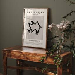 Azerbaijan Map Vintage Abstract Wall Art Print Picasso + Matisse Inspired Travel Poster - thumbnail 3