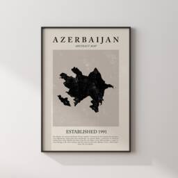 Azerbaijan Map Vintage Abstract Wall Art Print Picasso + Matisse Inspired Travel Poster - thumbnail 2