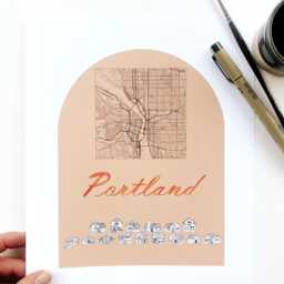Portland Streetscape + Map Drawing Bungalows Oregon City Plan - Art Print Wedding Realtor Moving Gift Souvenir Local Decor Travel Wall - thumbnail 2
