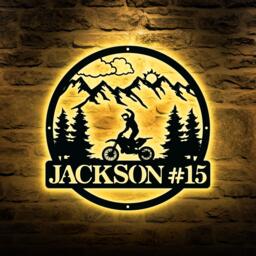 Custom Dirt Bike Metal Sign With Rider Name, Motocross Wall Art, Outdoor Decor, Gift For Bikers - thumbnail 1