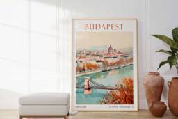 Budapest Travel Print, Poster, Hungary Wall Art, Gift, Vintage European Decor - thumbnail 1