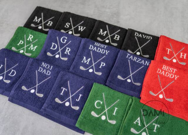 Personalised Embroidered Golf Towel 50x30 cm, Gift, Player Gift - image 1
