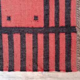 Handwoven Wool Jute Checked Kilim Rug - Modern Grid For Living Room, Bedroom & Office - thumbnail 3