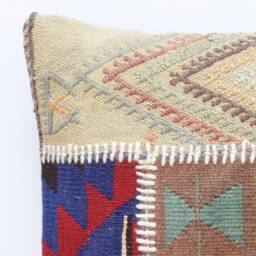 Patchwork Kilim 18x18 Pillow Cover Kelim Kussen Handira Cushion Large Cushions Anatolian 45x45 - thumbnail 2