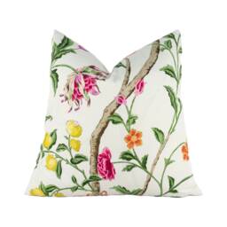 Schumacher - Citronier Fuchsia Chinese Inspired Floral Chintz Designer Cushion Cover Handmade Throw Pillow Luxury Home Decor - thumbnail 1