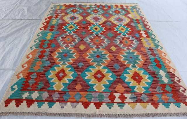 5'2x6'5 Ft Afghan New Maimana Kilim Rug, Tribal Flatweave Turkmen Oriental Rug, Vintage Rug For Bedroom, Livingroom - image 1