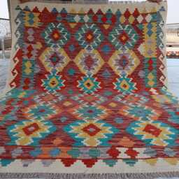 5'2x6'5 Ft Afghan New Maimana Kilim Rug, Tribal Flatweave Turkmen Oriental Rug, Vintage Rug For Bedroom, Livingroom - thumbnail 4