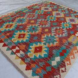 5'2x6'5 Ft Afghan New Maimana Kilim Rug, Tribal Flatweave Turkmen Oriental Rug, Vintage Rug For Bedroom, Livingroom - thumbnail 3