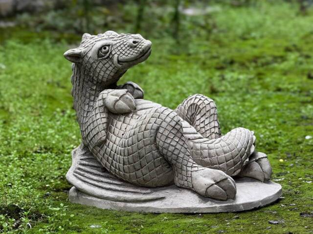 Playful Concrete Dragon Statue Garden Fantasy Decor Handmade Yard Sculpture Durable Cement Unique Outdoor Laying Gift - image 1