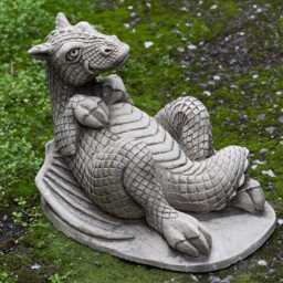 Playful Concrete Dragon Statue Garden Fantasy Decor Handmade Yard Sculpture Durable Cement Unique Outdoor Laying Gift - thumbnail 2