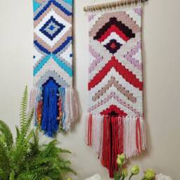 Handmade Woven Tapestry Geometric Textile Wall Art - thumbnail 3