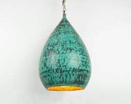 Copper Teardrop Pendant Light - Hammered Verdigris Hanging Lamp Kitchen Island Fixture - thumbnail 1