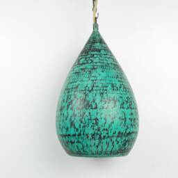 Copper Teardrop Pendant Light - Hammered Verdigris Hanging Lamp Kitchen Island Fixture - thumbnail 2