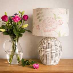 Natural Linen Lampshade Or Ceiling Pendant Faded Flowers - thumbnail 1