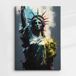 statue Of Liberty New York Usa Abstract America Modern Painting Wall Art, Framed Canvas Poster Print, Home/Office Room Decor, Gifts - thumbnail 3