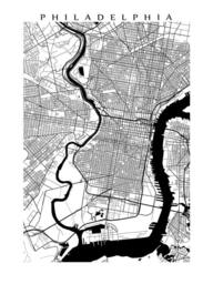 Philadelphia, Pennsylvania Map - Black & White Wall Art, Art Poster, Modern Home Decor - thumbnail 2