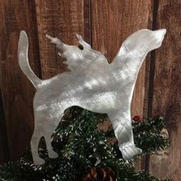 American Foxhound, Angel, Metal Dog Tree Topper, Holiday, Wreath Decor, Christmas, Aluminum, Yard Stake Or Wall Hanging, Lightweight
