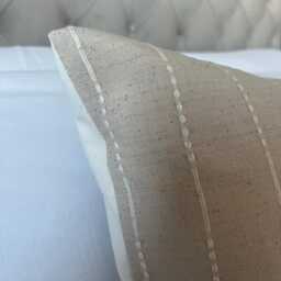 Neutral Stripe Bolster Pillow Cover Earth Tones Hmong Cushion, Sand Beige Throws - thumbnail 3