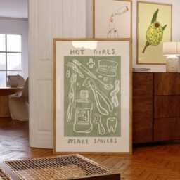 Hot Girls Make Smiles Dentist Wall Print - Healthcare Illustration Nhs Poster Dentistry Art Teeth Gift Idea Gifts For - thumbnail 3