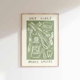 Hot Girls Make Smiles Dentist Wall Print - Healthcare Illustration Nhs Poster Dentistry Art Teeth Gift Idea Gifts For - thumbnail 1