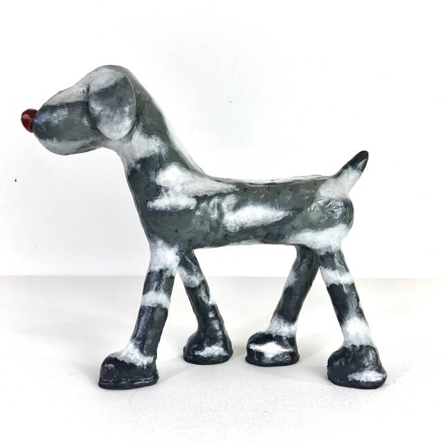 Handmade Paper Clay Dog Sculpture Brut Street Art Decor - image 1