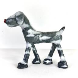 Handmade Paper Clay Dog Sculpture Brut Street Art Decor
