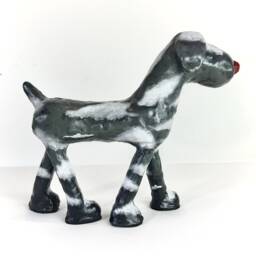 Handmade Paper Clay Dog Sculpture Brut Street Art Decor - thumbnail 3
