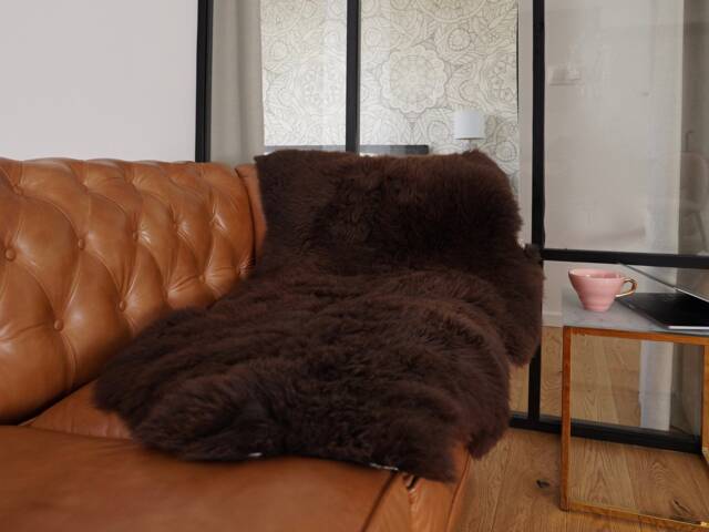 Sheepskin Brown Throw Genuine Leather Wool Carpet Decorative Rug Brown, Carpet, Gray Rugs, Chair Throw, Shag - image 1
